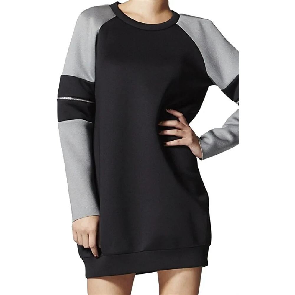 Dance and Marvel Women's Black Oversized Athleisure Long Sleeve Black & Gray-Med